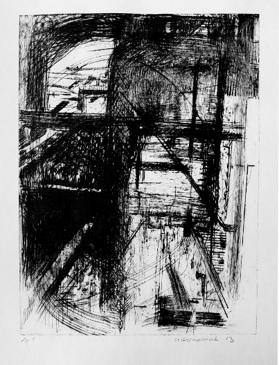 Pipes Forms N1, Dry Point by Ulyana Gumeniuk